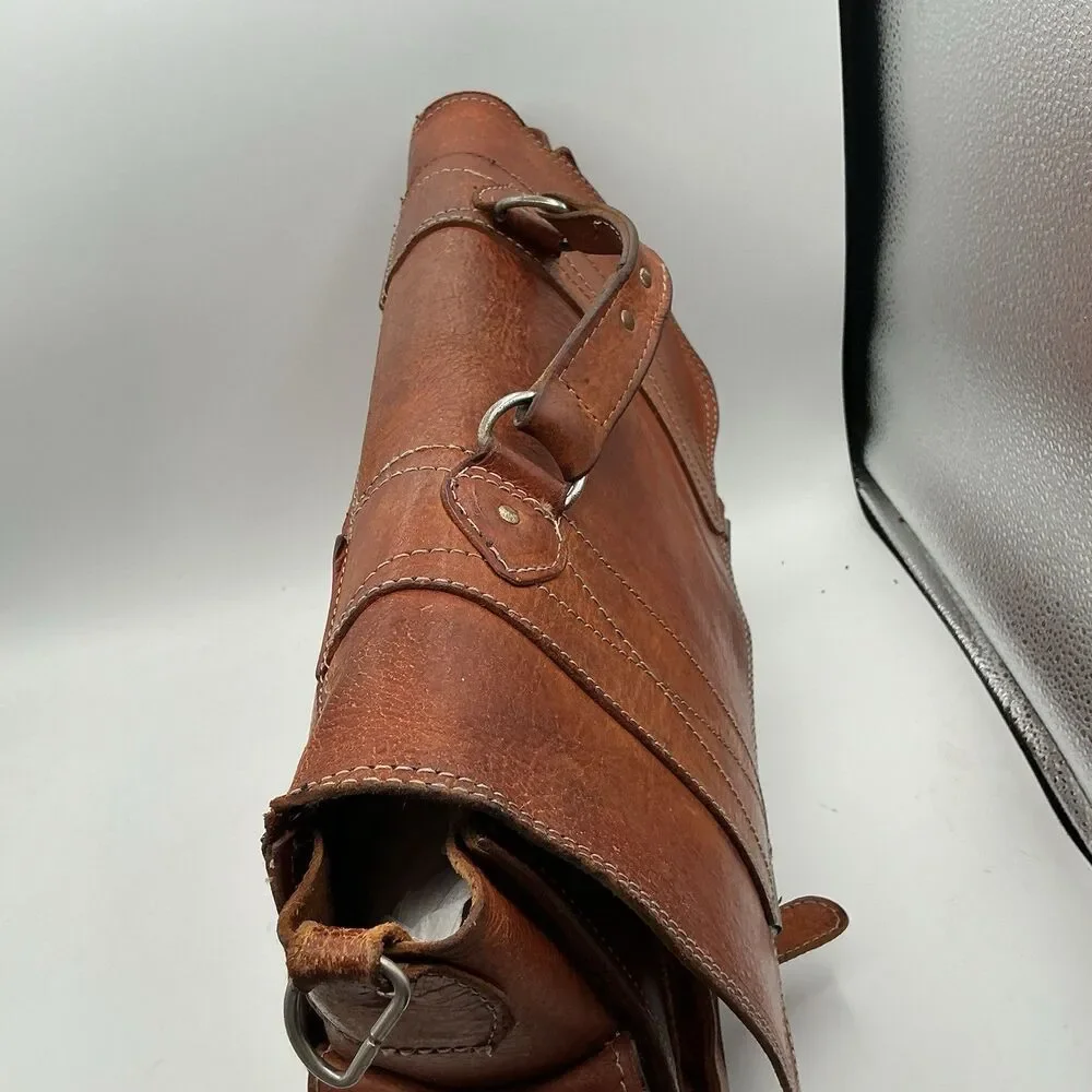 Vintage Brown Leather Messenger Bag Briefcase Satchel 17x13 Laptop Bag